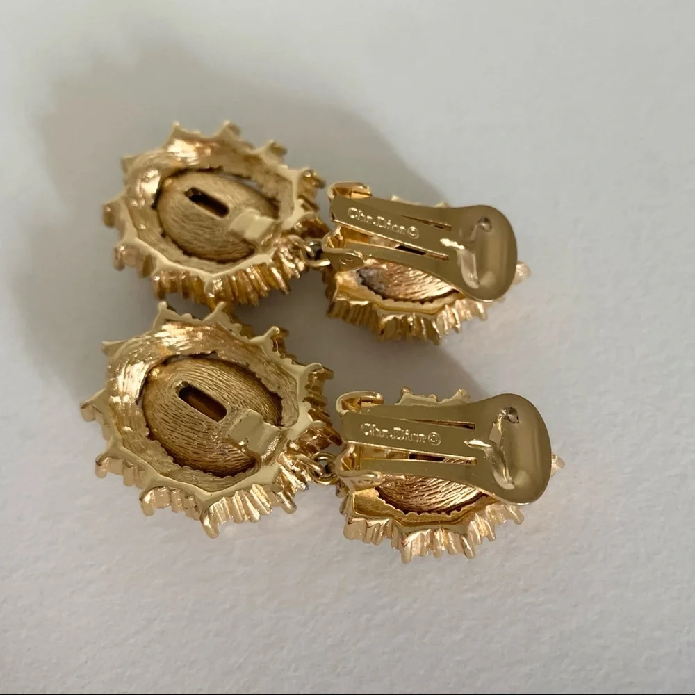 Vintage Christian Dior large crystal earrings - Picture 9 of 15